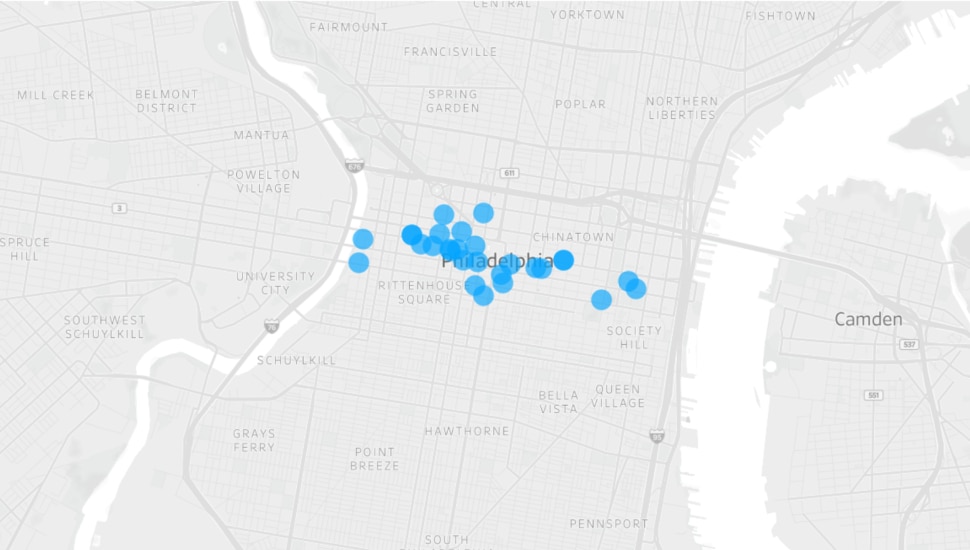 Map of Coworking spaces in Philadelphia