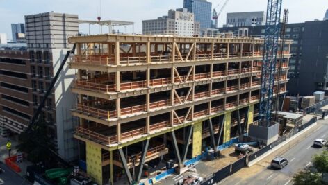 Amy Gutmann Hall under construction.