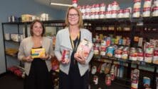 Neumann University’s food bank for students, the Knights’ Pantry, is a prominent sustainability initiative on campus. Pictured are pantry founders, Professor Rina Keller and Mary Beth Davis.