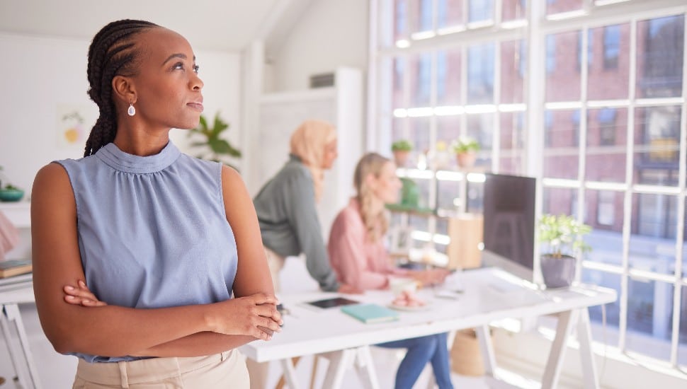 person standing in front of table confident