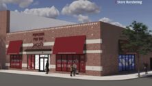 A rendering of a renovated Wawa that will be the new Popcorn for the People production facility.