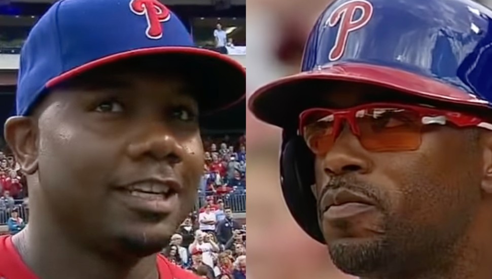 phillies legends ryan howard (left) and jimmy rollins (right)