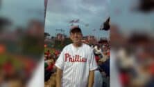 Glenn Laveson wearing Phillies attire