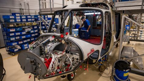 MH-139 Grey Wolf on the assembly line at Leonardo Helicopters Academy