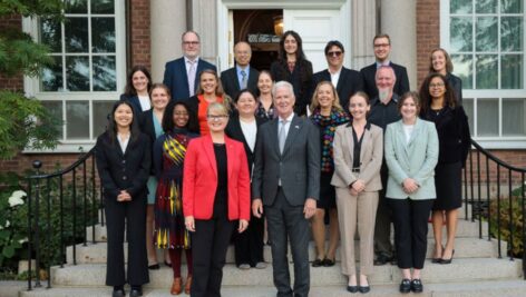 Zhanel DeVides, assistant professor of accounting at Penn State Abington, met with executives from the Fulbright Finland Foundation, U.S. ambassador to Finland Douglas Hickey, and other Fulbright award recipients at the American embassy.