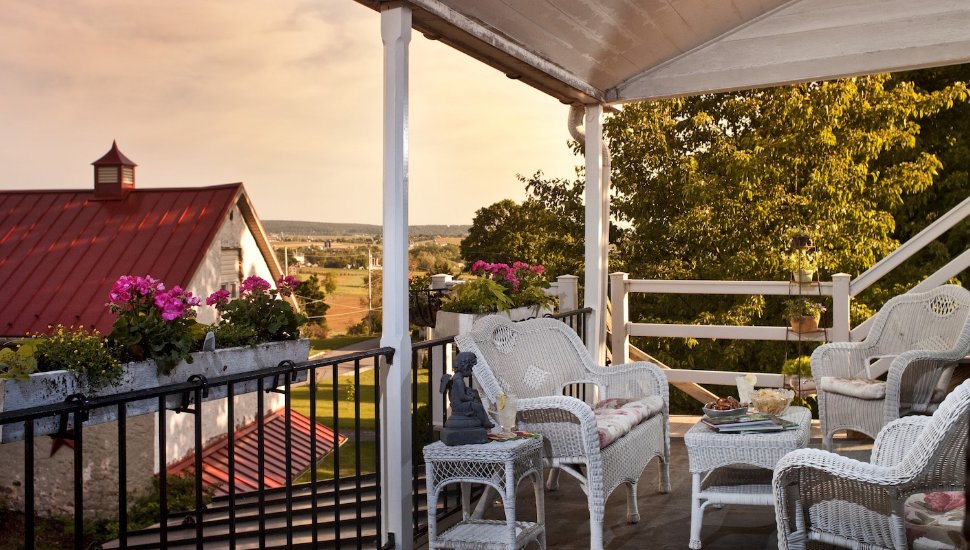 A view the pastures from the Garden Suite's balacony at The Artist's Inn.