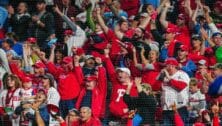 The fans cheer on the Phillies at Citizens Bank Park.
