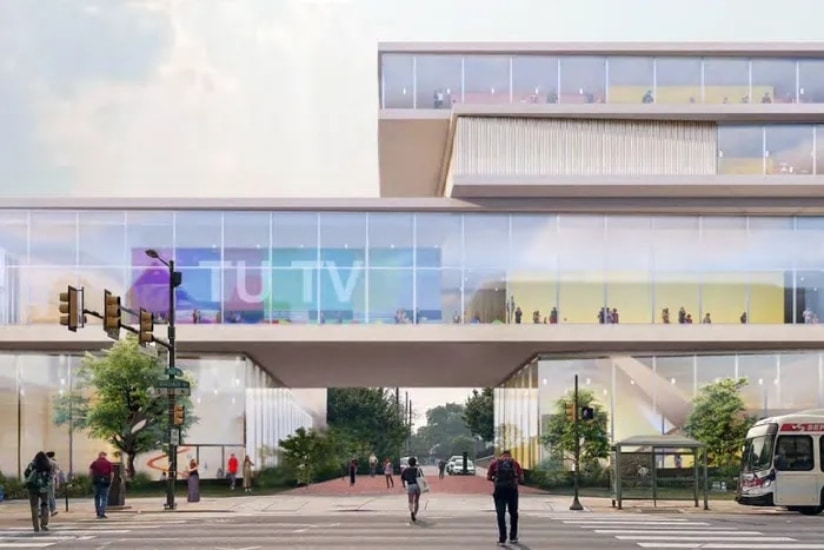A rendering of Temple's proposed new media and performing arts building.