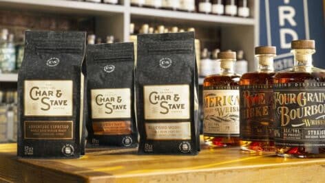 Coffee grounds and whiskey from Char & Stave.