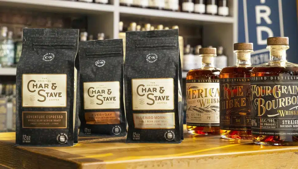 Coffee grounds and whiskey from Char & Stave.