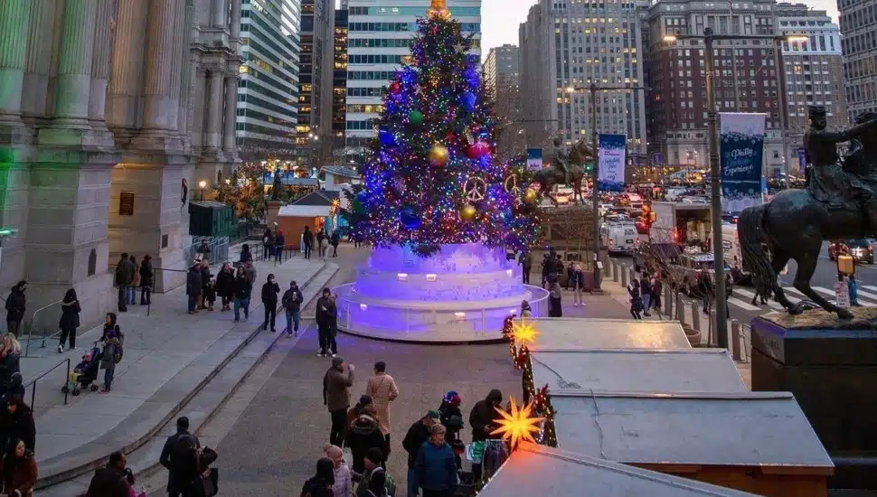 People enjoying Christmas Village in Center City Philadelphia.