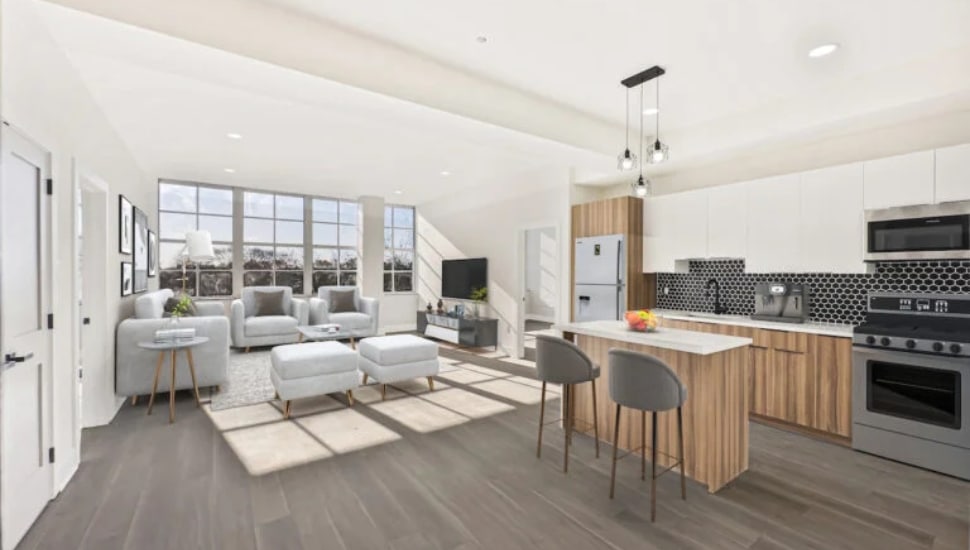 Interior of one of the studio apartments that will be built where Germantown High School was located.