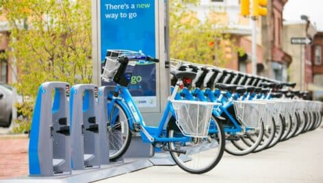 A number of Indego bikes