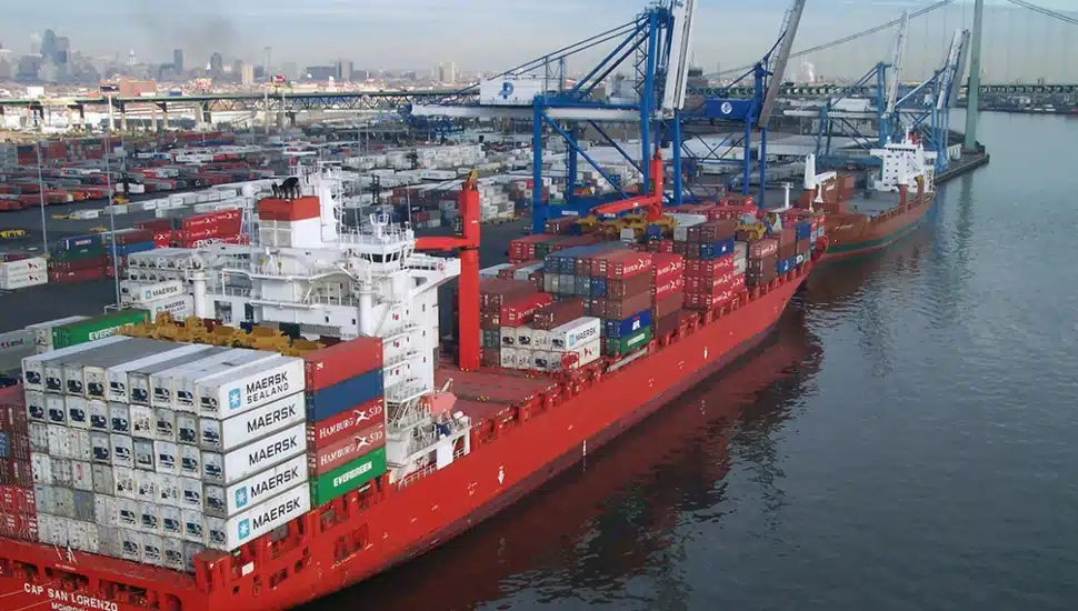 The Port of Philadelphia/Delaware River ships goods in and out of the region.