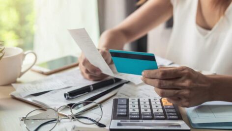 woman checking credit