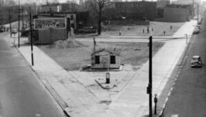 Black and white image of the old Black Bottom neighborhood