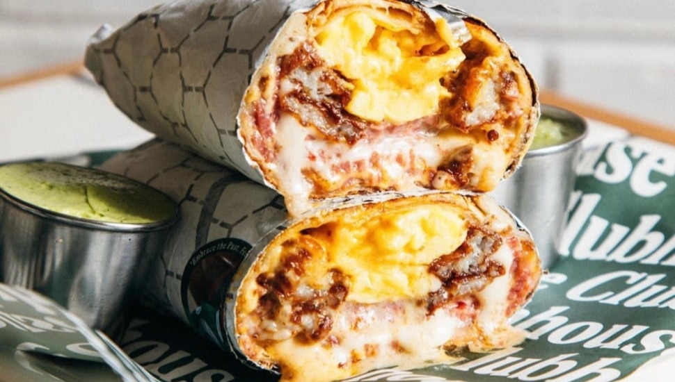 A breakfast burrito