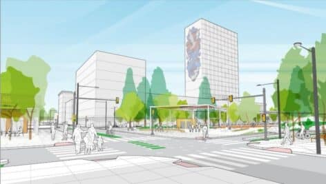 Rendering of the Chinatown Stitch Project with proposed cap