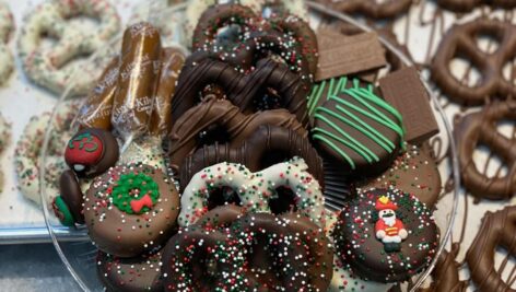 Assortment of chocolates and pretzels