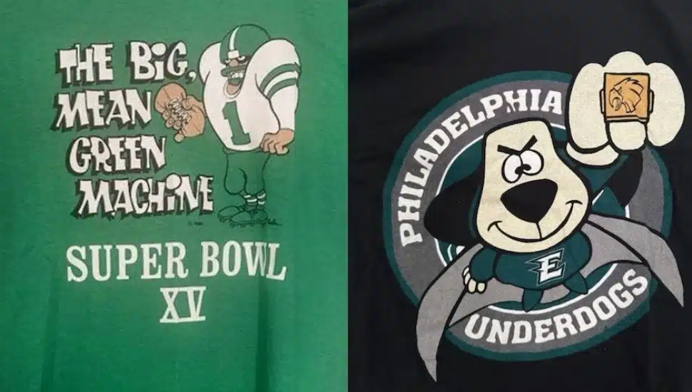 Examples of bottleg Eagles tees designs