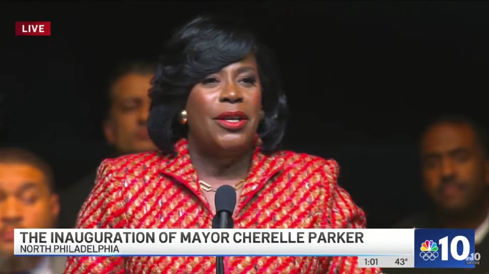 Cherelle Parker speaks as the 100th mayor of Philadelphia