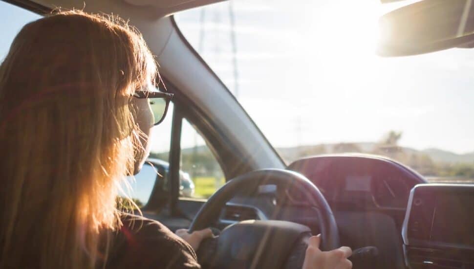 A young woman driving