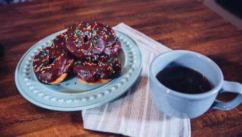 Donuts and a cup of coffee