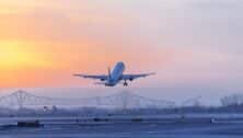 On-time flights are key to an airport's success. Here, an airplane takes of from the Philadelphia International Airport.