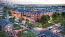 Aerial rendering of new hotel at the Navy Yard