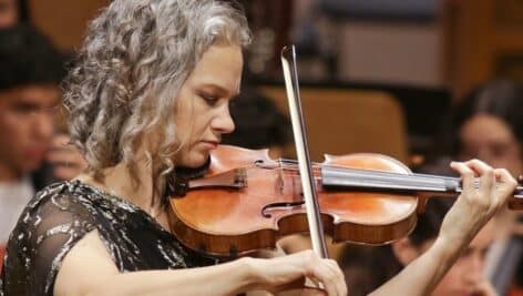 Hilary Hahn playing the violin