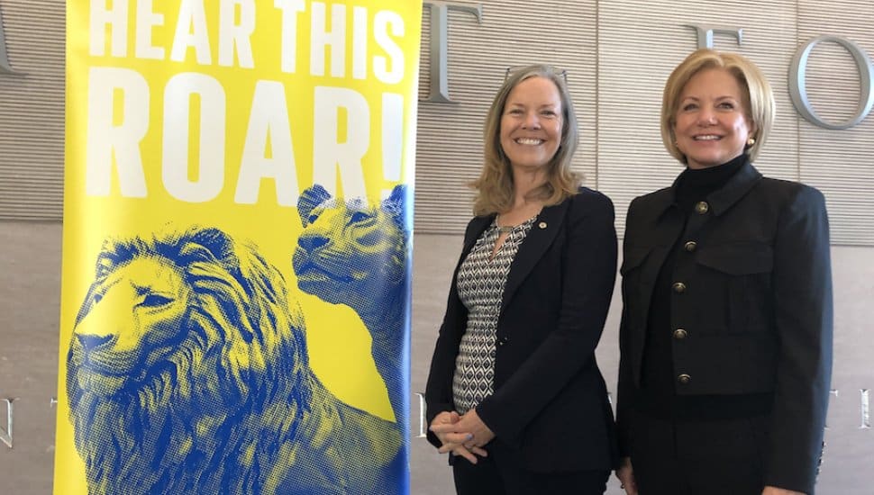 Widener President Stacey Robertson and Tracy Davidson from last year's High School Leadership Awards, Both of them will be speaking again at this year's event.