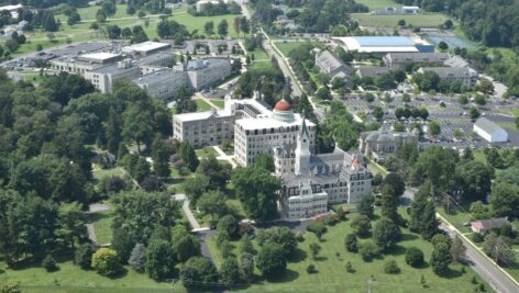 An aerial view of the Neumann University campus.