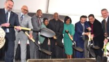 Penn Community Bank Commercial Real Estate Lending Manager James B. Erb [L] joins elected officials and local developers to celebrate the groundbreaking of 17 publicly-owned parcels for future Turn the Key homes in Philadelphia’s Grays Ferry neighborhood. The bank is helping finance the affordable housing development project.