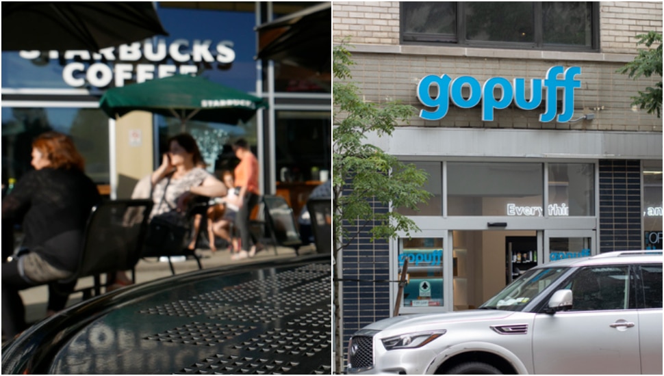 Starbucks and GoPuff exteriors