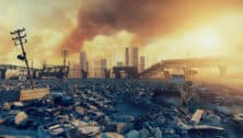 Ruins of a city. Apocalyptic landscape.