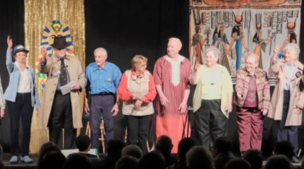 Performers with the Village Players at Freedom Village at Brandywine in a performance of 'Oh! Horrors, It's Murder'.
