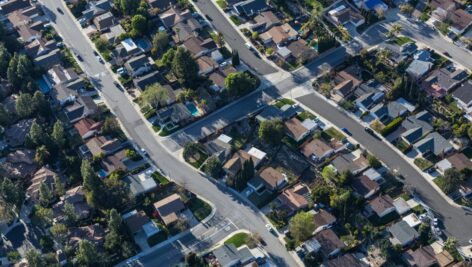 Aerial view of a neighborhood