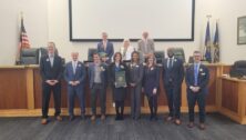 Penn Community Bank President & CEO Jeane M. Vidoni and Chief Experience & Impact Officer Bernard Tynes join United Way of Bucks County staff, Bucks Co. Commissioners, and other area leaders at the Wednesday, March 6 meeting of the Bucks Co. Commissioners in Doylestown