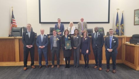 Penn Community Bank President & CEO Jeane M. Vidoni and Chief Experience & Impact Officer Bernard Tynes join United Way of Bucks County staff, Bucks Co. Commissioners, and other area leaders at the Wednesday, March 6 meeting of the Bucks Co. Commissioners in Doylestown