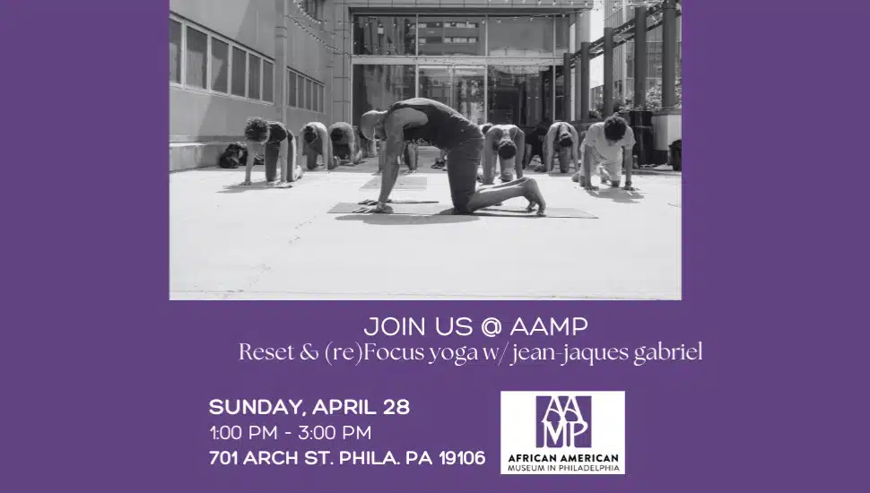 Flyer for upcoming yoga event at AAMP.