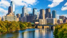 Philadelphia skyline and the Schuylkill