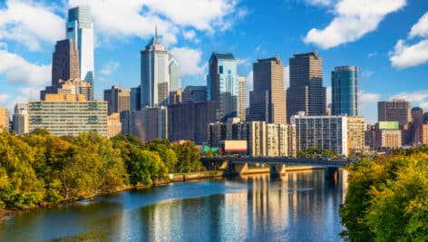 Philadelphia skyline and the Schuylkill