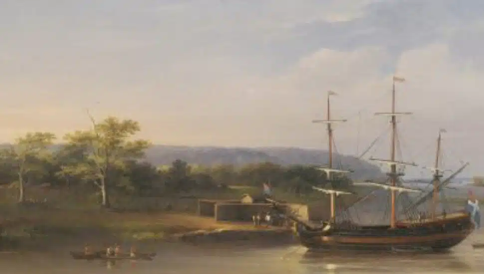 A portrait of a boat on the Delaware River