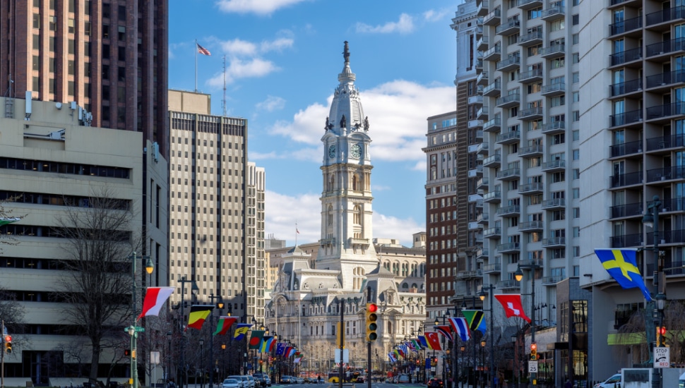 Philadelphia city skyline.