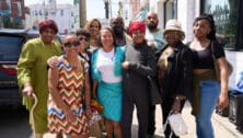 People stand outside the newest Philadelphia Fashion Incubator location.