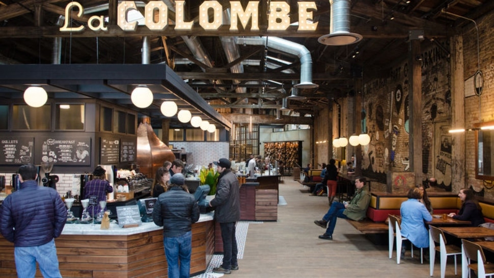 Customers inside La Colombe.