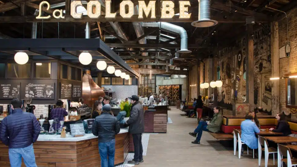 Customers inside La Colombe.