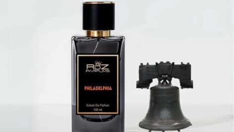 A bottle of RDZ Parfum's newest scent, "Philadelphia."