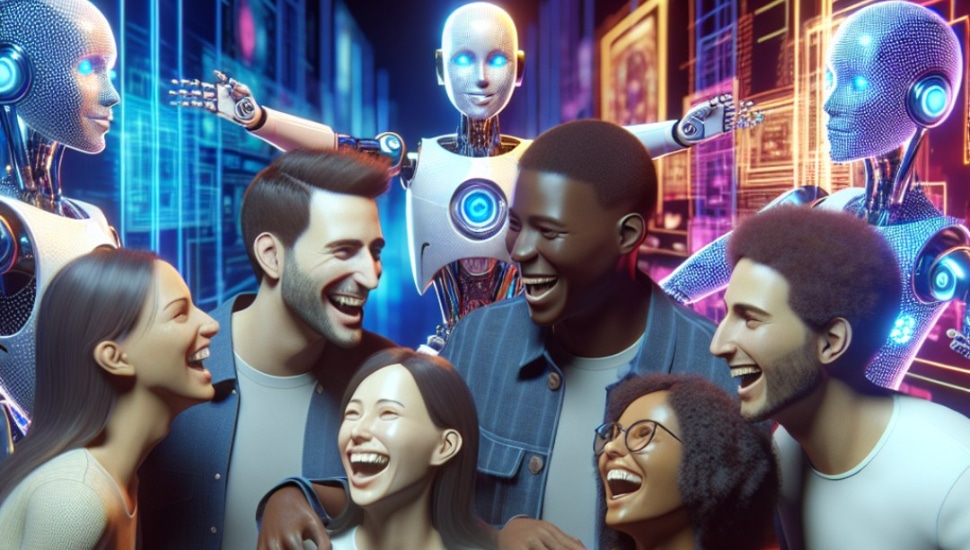 A graphic of AI-generated people.