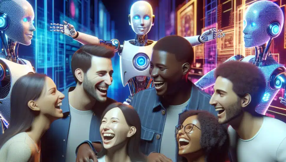A graphic of AI-generated people.